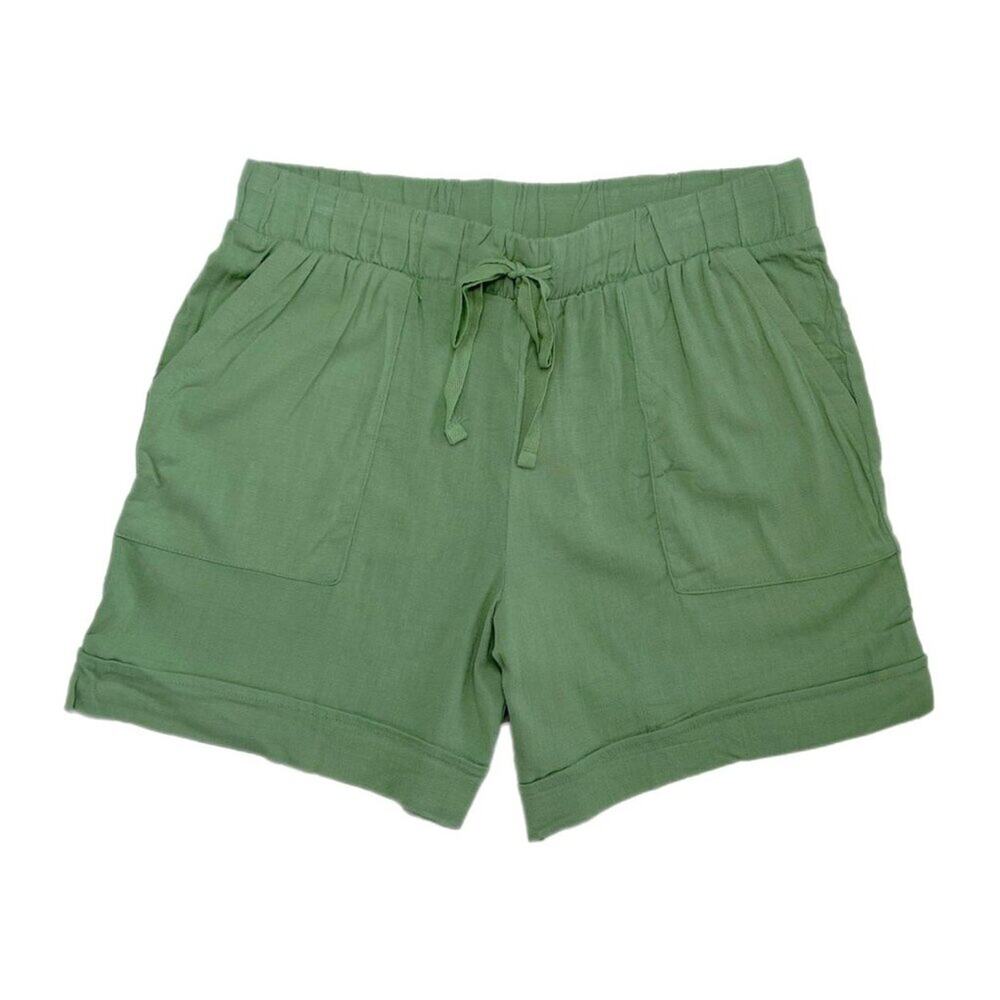NEW 2XL LuLaRoe Jessica Patch Pocket Short Draw String Linen Elastic Waist Green